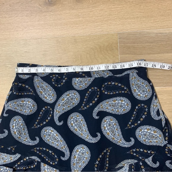NWOT L LOFT Outlet Paisley Print Ruffled Flowy Lined Navy Mimi Skirt - Picture 6 of 10